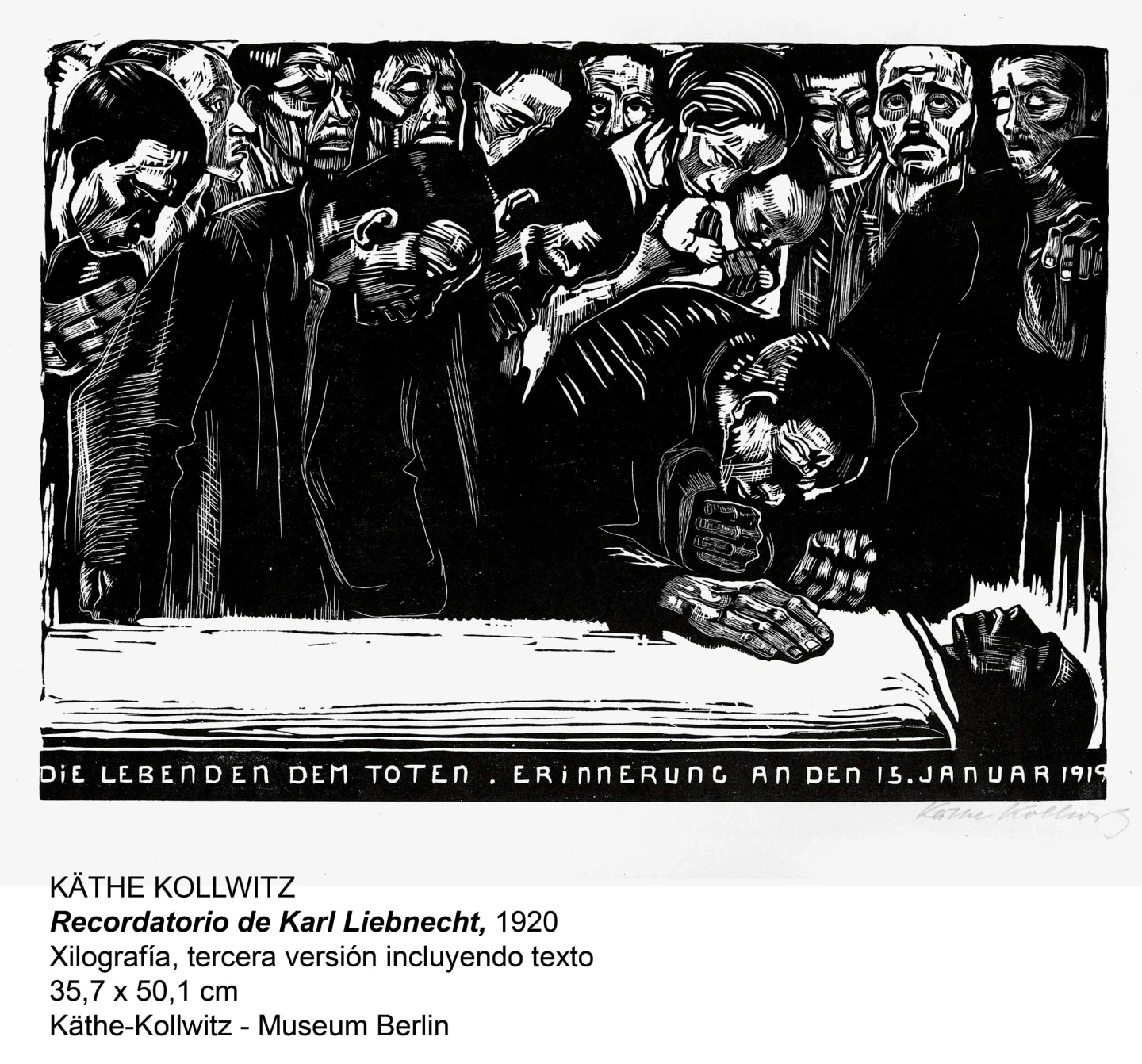 Käthe Kollwitz Recordatorio de Karl Liebnecht. 1925