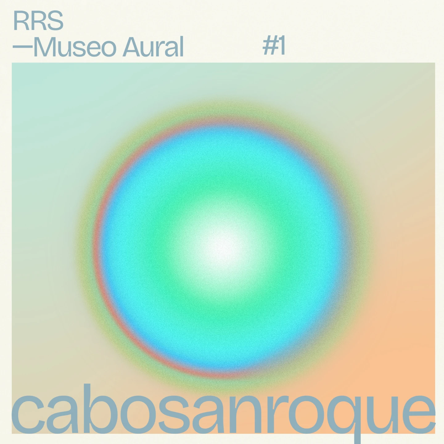 Cartel del podcast de cabosaroque para la serie Museo Aural de la Radio del Museo Reina Sofía. Aparece una esfera de tonos verdosos sobre un fondo anaranjado.