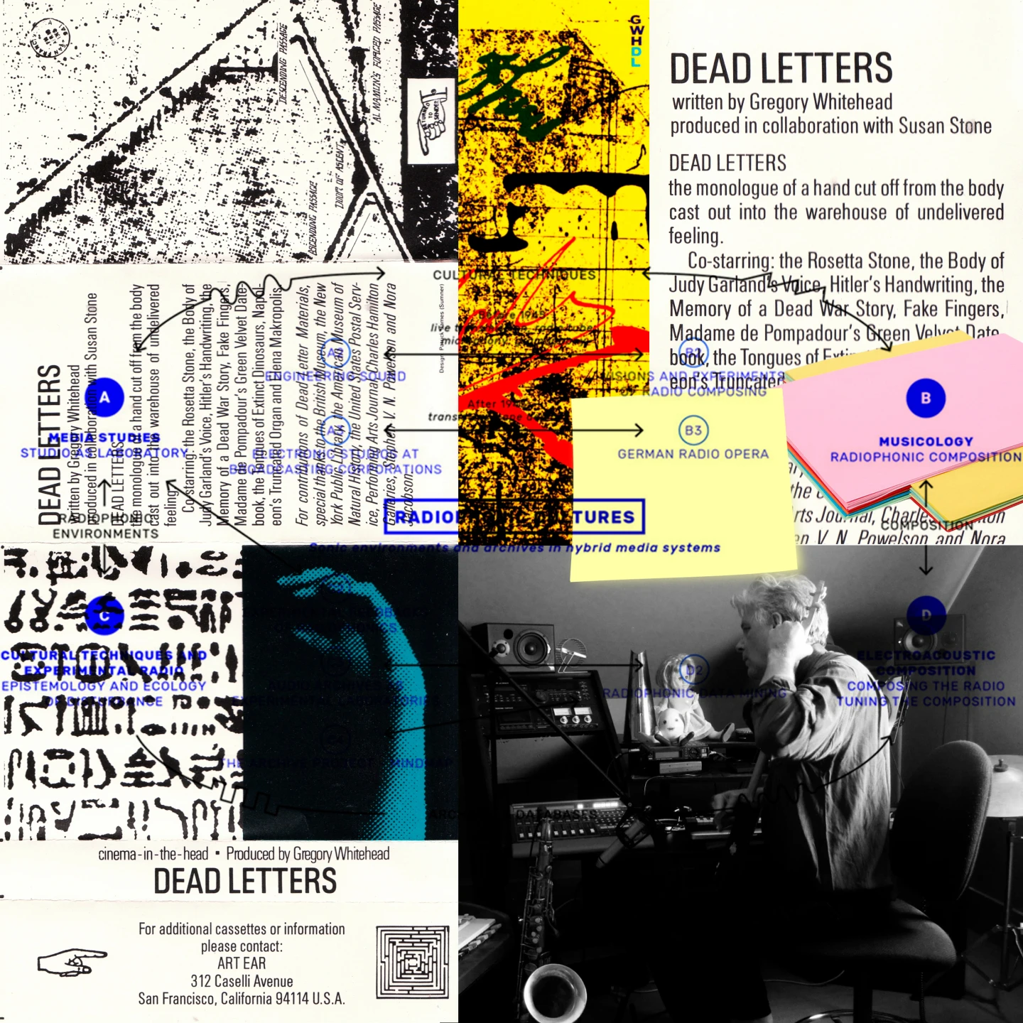 Agnès Pe, collage realizado a partir de imágenes de proyectos de Gregory Whitehead, 2023