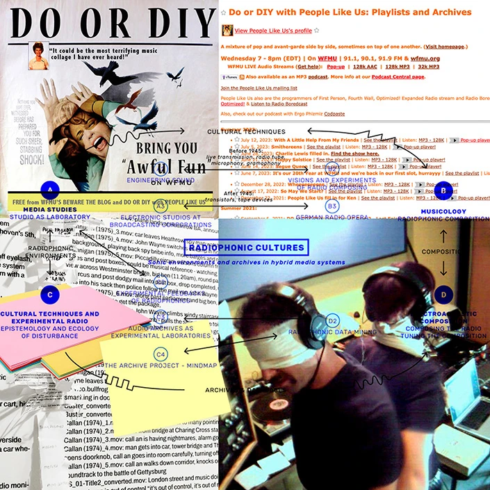 Agnès Pe, collage made from images of projects by Vicki Bennett, 2023