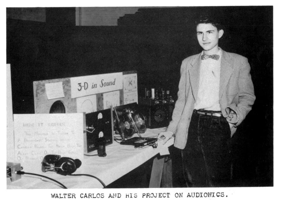 Wendy (Walter) Carlos con su proyecto de ciencias, 1958 