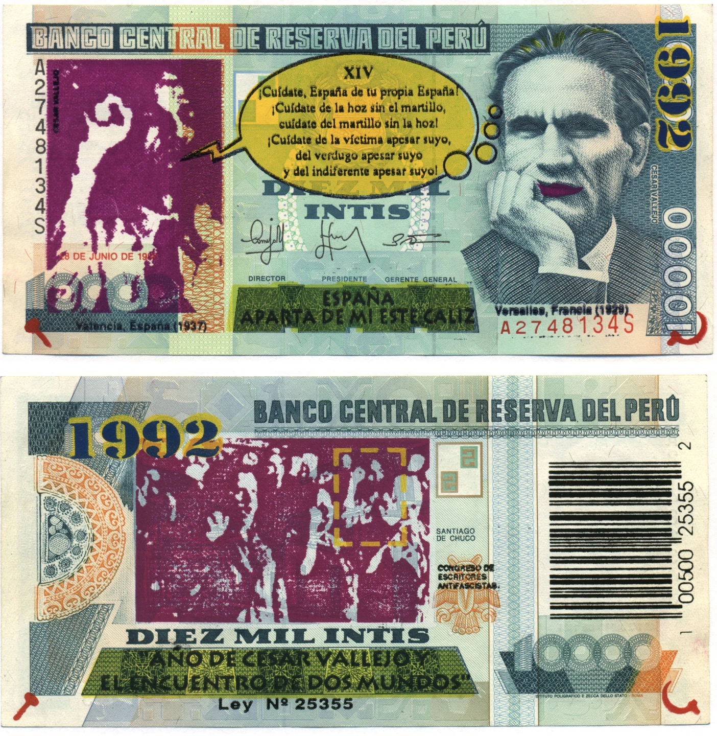 VV.AA. (Post-NN). España, aparta de mí este cáliz. Serigrafía, 1992. Cortesía Archivo Adolfo Cornejo