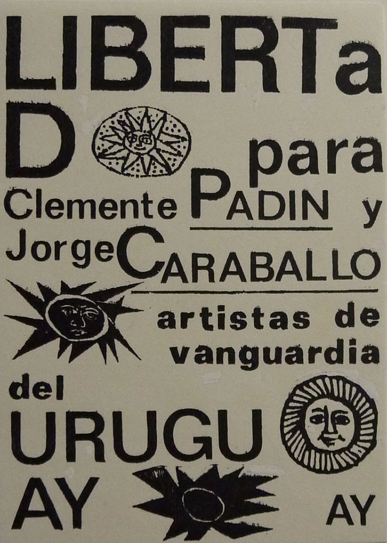 Postal enviada por Guillermo Deisler en 1978 en el marco de la campaña internacional por la libertad de Clemente Padín y Jorge Caraballo, detenidos por la dictadura uruguaya en 1977. Archivo Clemente Padín (UDELAR, Montevideo)