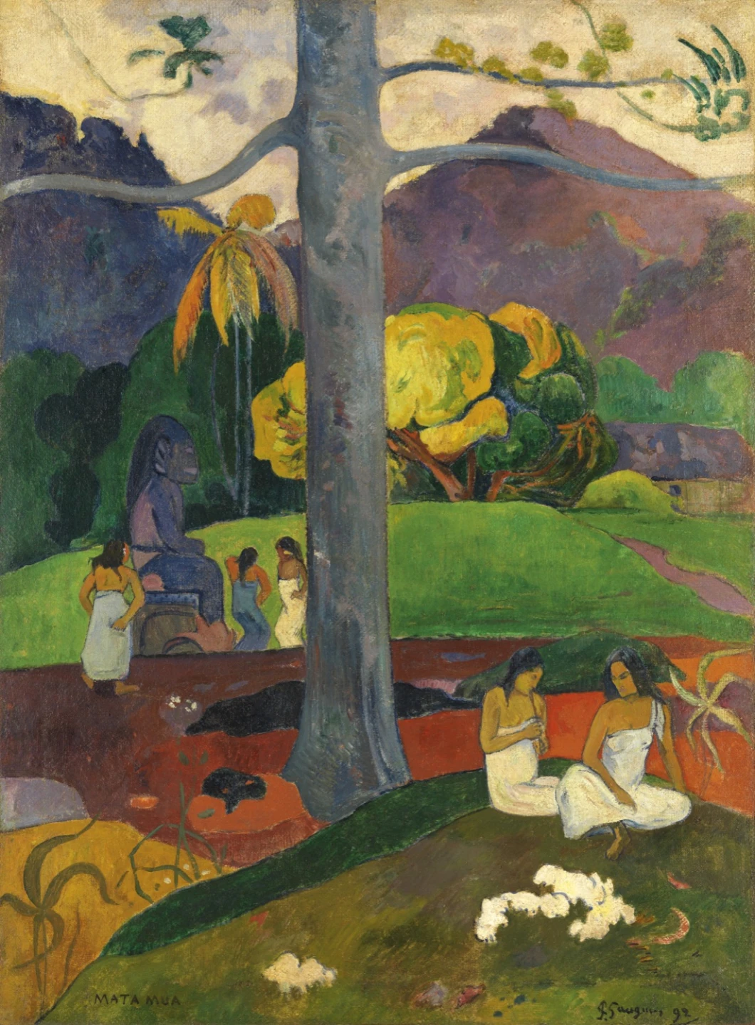 Paul Gauguin. Mata Mua (Erase una vez),1892. Óleo sobre lienzo. Colección Carmen Thyssen-Bornemisza en depósito en el Museo Thyssen-Bornemisza, Madrid