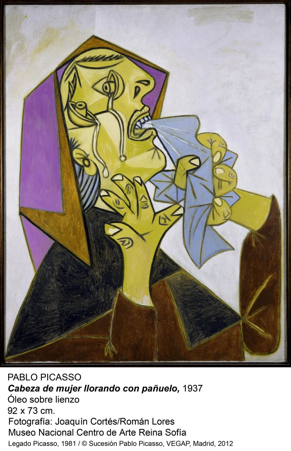 Pablo Picasso. Cabeza de mujer llorando con pañuelo, 1937