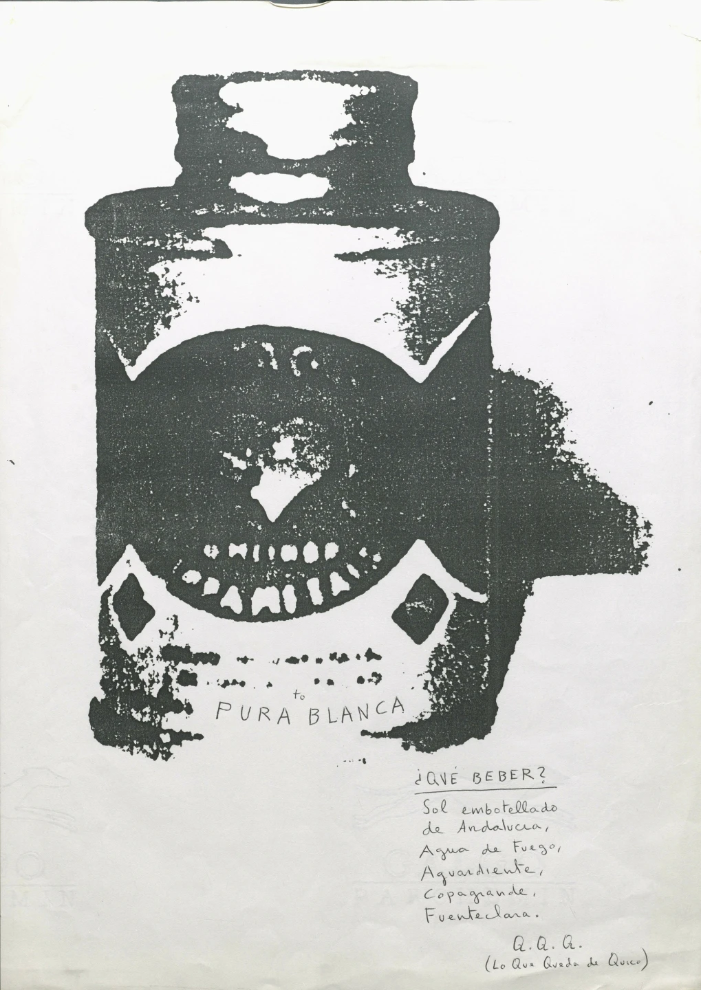 Quico Rivas, To Pura Blanca [Para Pura Blanca], ca. 1993. Archivo Blanca Sánchez, Biblioteca y Centro de Documentación del Museo Reina Sofía @Heredera de Quico Rivas