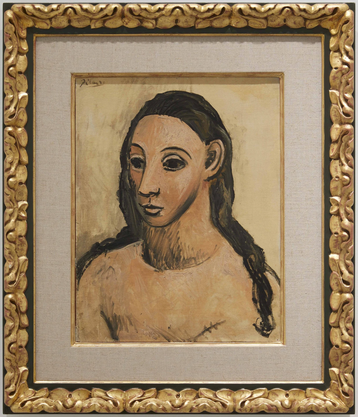 Busto de mujer joven. Paris, otoño 1906. Óleo sobre lienzo. 54 x 42 cm. © Sucesión Pablo Picasso, VEGAP, Madrid, 2022