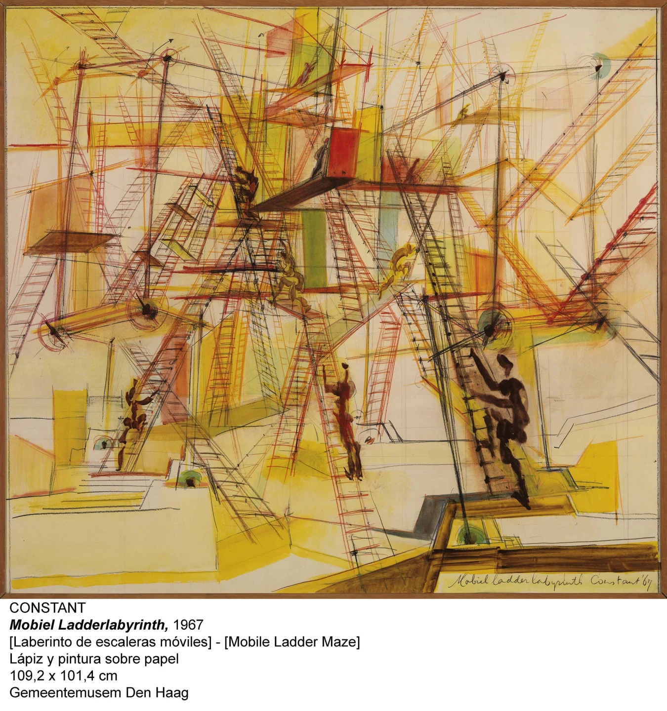 Laberinto de escaleras móviles. Lápiz y pintura sobre papel, 1967