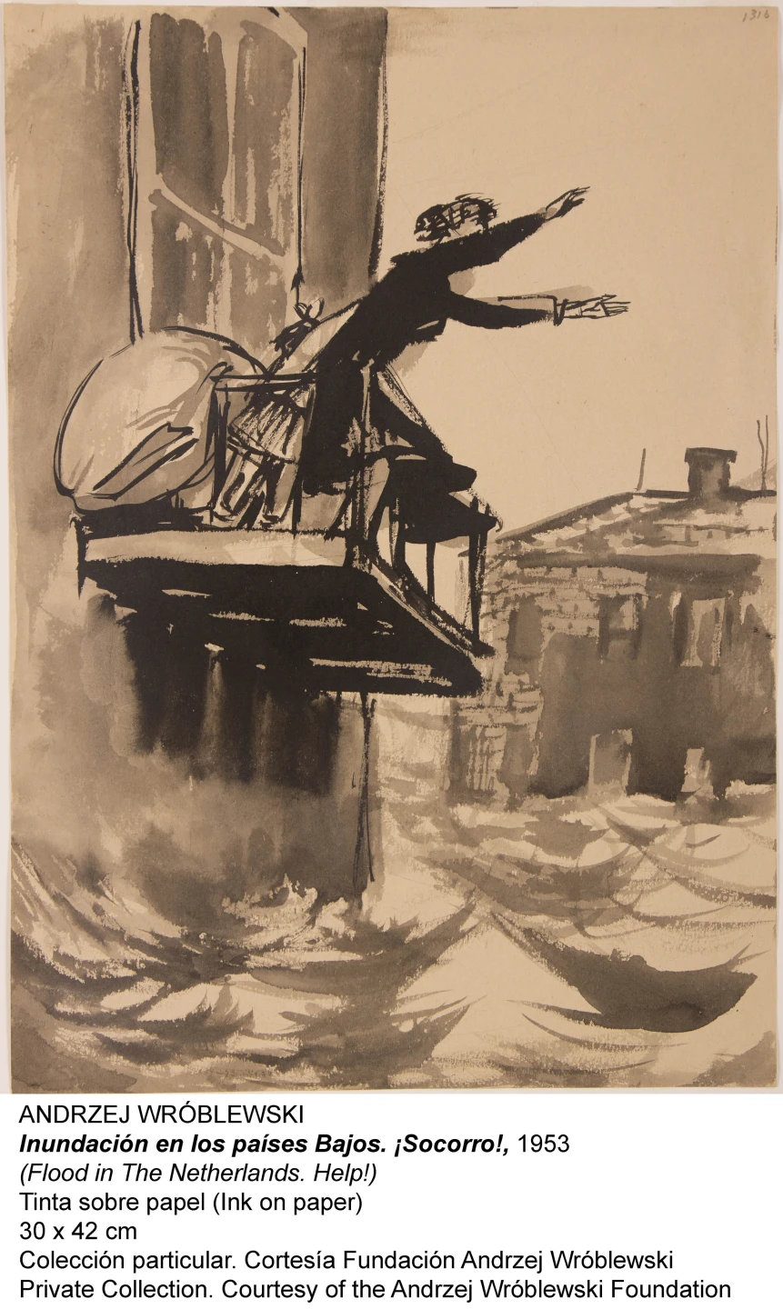 Inundación en los paises Bajos. !Socorro!, 1953. Andrzej Wróblewski. Colección particular