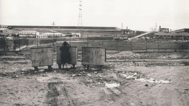 Fotografía del rodaje de la película La ciudad es nuestra de Tino Calabuig, 1974