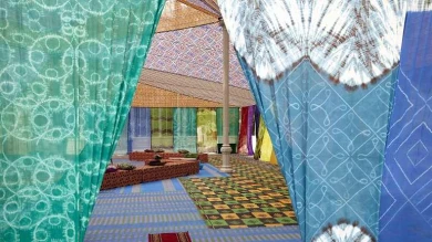 Vista de sala de la exposición. Federico Guzmán. Tuiza. Las culturas de la jaima, 2015