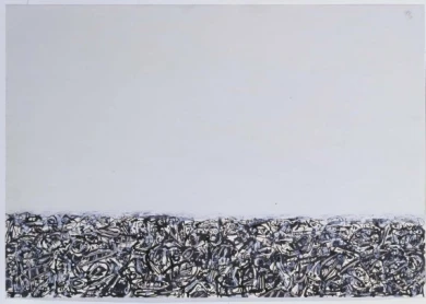 Antonio Saura. Multitud 1959. Óleo y tinta china sobre papel, 62,6 x 90,3 cm