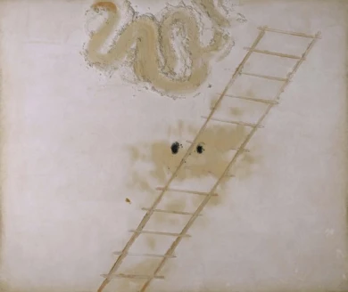 Antoni Tàpies, Superposition de matière grise (Superposición de materia gris), 1961. Óleo y cemento sobre lienzo encolado a madera, 197 x 263 cm