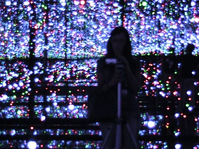 El grupo del CRS Arganzuela recorriendo una instalación de Yayoi Kusama, 2011.