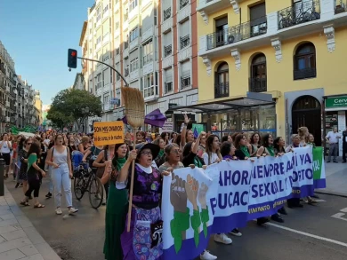 Manifestación Día de Acción Global por un Aborto Legal, Seguro y Accesible Madrid, 2019. Fotografía: Comisión por el Derecho al Aborto de Madrid