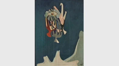 A. Mayo (Antonis Malliarakis). El pájaro, 1937. Óleo sobre tabla, 46 x 22 cm. Centro Cultural Europeo de Delfos, Grecia