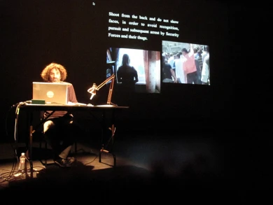 Rabih Mroué. The Pixelated Revolution. Performance, 2012