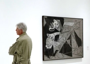 Visitante en la sala 206 de la Colección