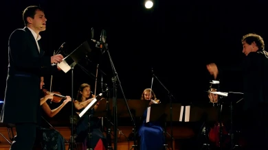 L&#039;officina della resurrezione en Bremen, PluralEnsemble - Holger Falk - Fabián Panisello - (C) Rolf Schoellkopf