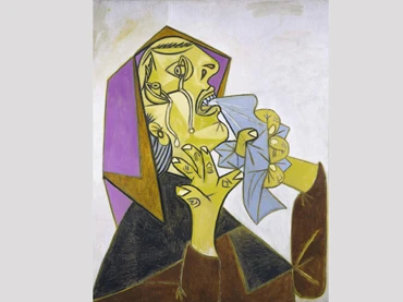 Pablo Picasso. Cabeza de mujer llorando con pañuelo (III). Postscripto de «Guernica». Pintura, 1937