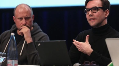 Trevor Plagen y Jacob Appelbaum. Transmediale Festival