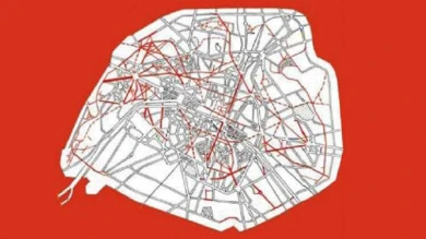 Mapa de las intervenciones de Haussman en París, 1852-1870