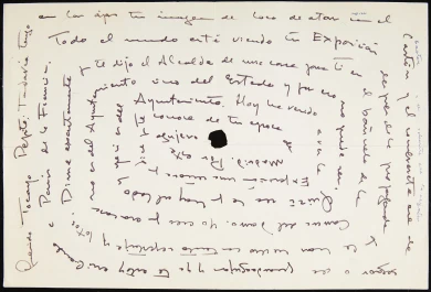 Carta autógrafa de Manuel Orozco a Manuel Ángeles Ortiz. Archivo Manuel Ángeles Ortiz. Biblioteca y Centro de Documentación del Museo Reina Sofía
