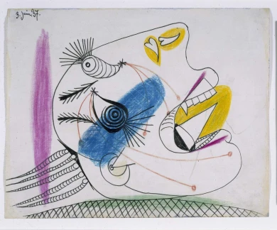 Pablo Picasso. Estudio para una cabeza llorando (I). Dibujo preparatorio para Guernica, 1937. Dibujo. Colección Museo Nacional Centro de Arte Reina Sofía, Madrid