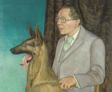 Otto Dix. Hugo Erfurth with Dog, 1926. Tempera and oil on panel. Museo Thyssen-Bornemisza, Madrid