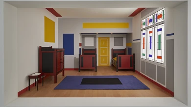 Vista de la exposición Mondrian y De Stijl, 2020