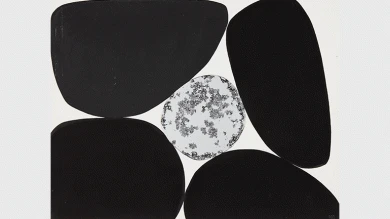 Anna-Eva Bergman, Nº 76-1970 Pierre de Castille 6, 1970. Tinta china y hoja de metal sobre papel. Fondation Hartung-Bergman, Antibes © Anna-Eva Bergman, VEGAP, Madrid, 2020 
