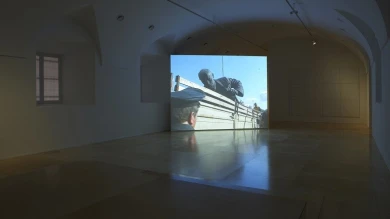 Vista de sala de la exposición. Deimantas Narkevičius. La vida unánime, 2008