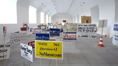 Vista de sala de la exposición. Sharon Hayes. Habla, 2012