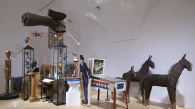 Vista de sala de la exposición El tiempo y las cosas. La casa-estudio de Hanne Darboven, 2014