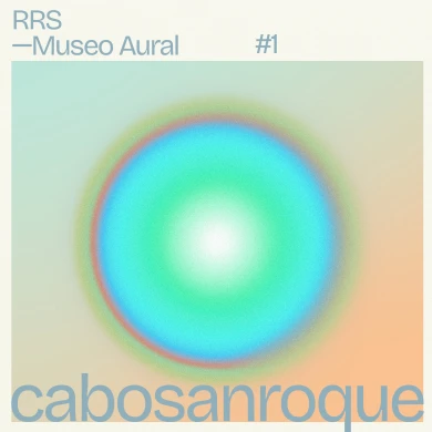 Cartel del podcast de cabosaroque para la serie Museo Aural de la Radio del Museo Reina Sofía. Aparece una esfera de tonos verdosos sobre un fondo anaranjado.