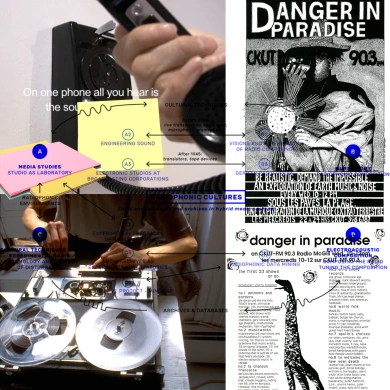 Agnès Pe, collage made from images of projects by Christof Migone, 2023