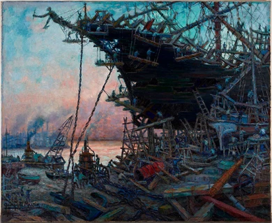 Benito Quinquela, Buque en reparación (ca. 1923) tras la restauración