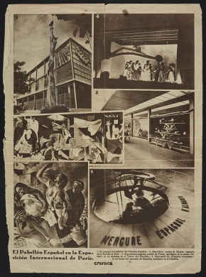 Recorte de prensa en Crónica del Pabellón de la República Española de la Exposición Internacional de París, 1937. Archivo Horacio Ferrer. Biblioteca y Centro de Documentación del Museo Reina Sofía