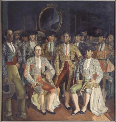 Daniel Vázquez Díaz. Las cuadrillas de Frascuelo, Lagartijo y Mazzantini, 1936-1938. Painting. Museo Nacional Centro de Arte Reina Sofía Collection, Madrid