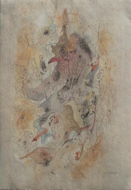Wols. Composición, 1941-1942. Bolígrafo, tinta con color sobre papel. 20 x 12,8 cm. The Menil Collection, Houston. Fotografía: Paul Hester