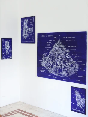 Simón Vega, Third World Space Modules Blueprints (Proyectos de módulos espaciales para el tercer mundo), 2015/2018, depósito indefinido de la Fundación Museo Reina Sofía, 2020 (Donación de Mario Cáder-Frech). © Simón Vega, Maia Contemporany, Madrid, 2022